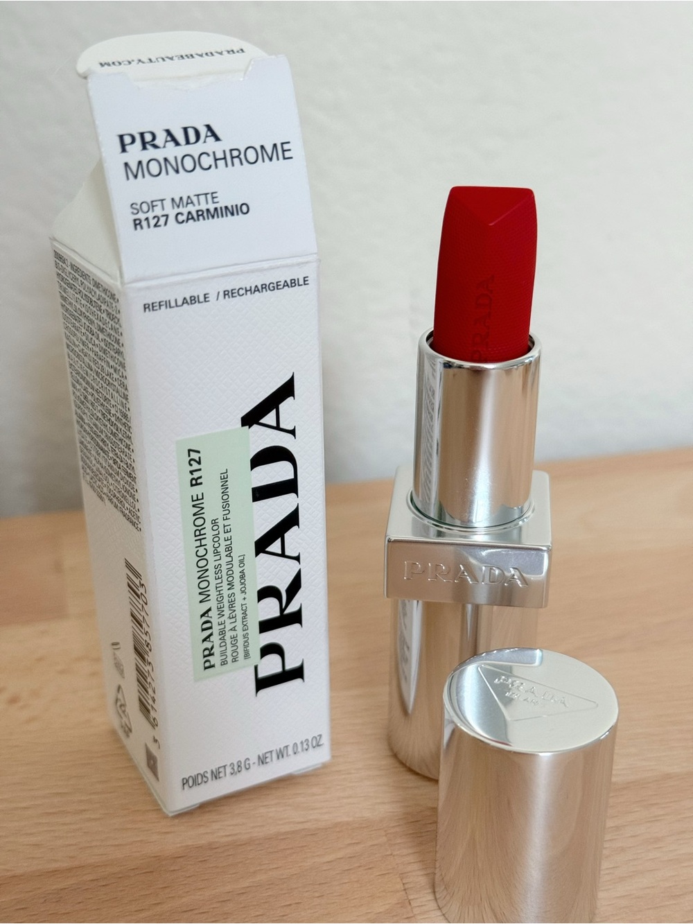 Prada Monochrome Soft Matte Lipstick R127 Carminio